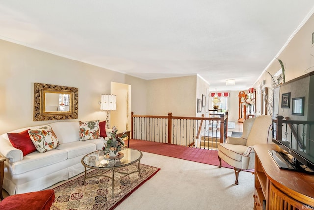 106 River Cove Ln, North Manchester, IN 46962 - living room featuring carpet floors and crown molding