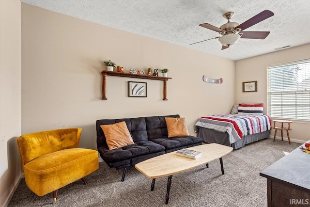 4103 Stergen Dr, Lafayette, IN 47909 - bedroom with carpet flooring, a textured ceiling, and ceiling fan