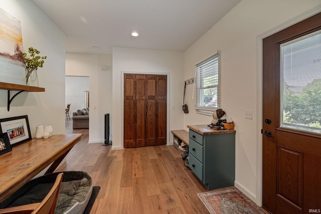502 N Jefferson Ave, Fowler, IN 47944 - foyer entrance with light wood-style floors and recessed lighting