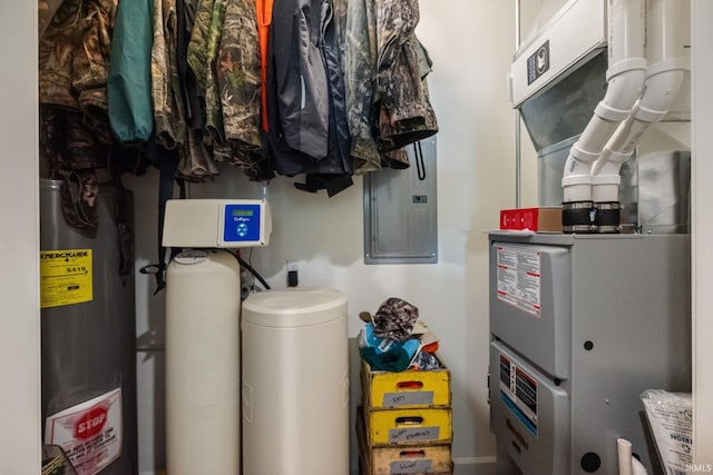 502 N Jefferson Ave, Fowler, IN 47944 - utilities with heating unit, water heater, and electric panel
