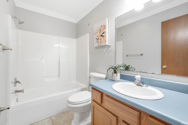 2319 Autumn Lake Pl, Fort Wayne, IN 46818 - full bath with ornamental molding, vanity, tile patterned flooring, and  shower combination
