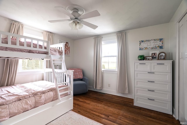 5157 N County Rd 850 W, Mulberry, IN 46058 - bedroom featuring dark wood-style floors and ceiling fan