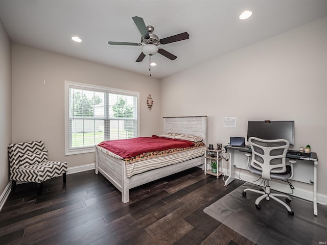 4261 Martha Ct, Newburgh, IN 47630 - bedroom with recessed lighting, wood finished floors, a desk, and a ceiling fan