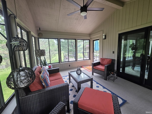 1051 Morningstar Rd, Auburn, IN 46706 - sunroom / solarium featuring a ceiling fan and outdoor lounge area