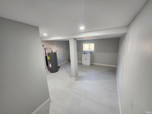 1584 Snyder St, Wabash, IN 46992 - basement with electric water heater and recessed lighting