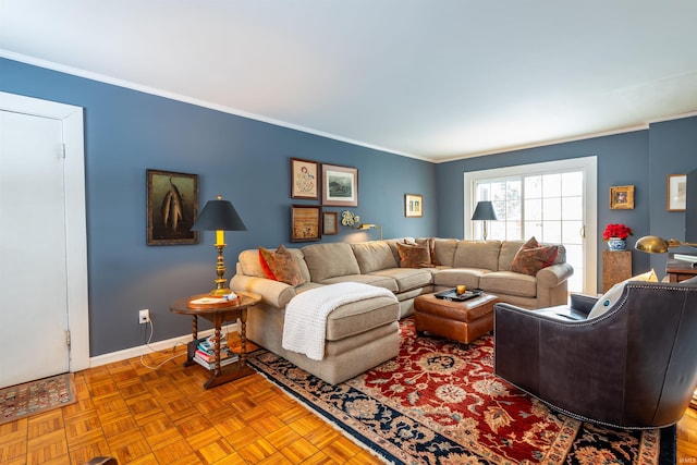 921 S Sheridan Dr, Bloomington, IN 47401 - living room featuring crown molding