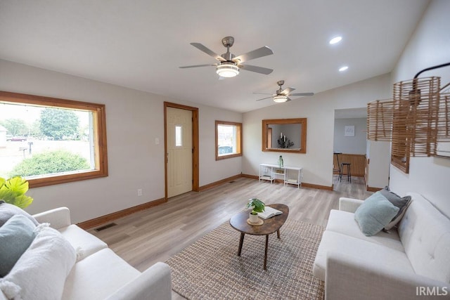 3529 S Walnut St, Muncie, IN 47304 - living area with ceiling fan, light wood-type flooring, and recessed lighting