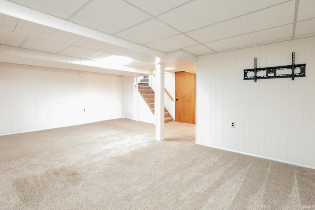 425 Gernhart Ave, Mishawaka, IN 46544 - finished below grade area with carpet, stairs, and a drop ceiling