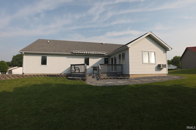 327 Hillside Ave, Roanoke, IN 46783 - back of property with a deck, a yard, and roof with shingles