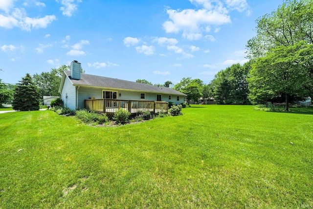 12199 Fields Farm Ct, Granger, IN 46530 - view of grassy yard featuring a wooden deck