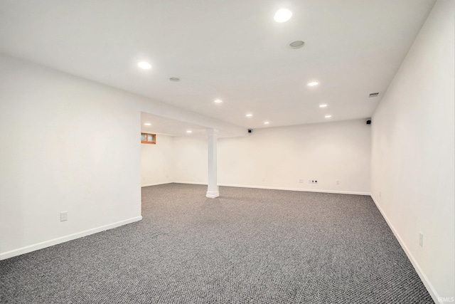 52206 Filbert Rd, Granger, IN 46530 - finished basement featuring recessed lighting and dark colored carpet