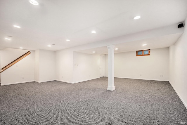 52206 Filbert Rd, Granger, IN 46530 - finished basement featuring carpet floors, recessed lighting, and stairs