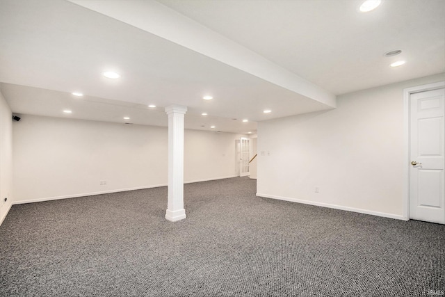 52206 Filbert Rd, Granger, IN 46530 - finished basement featuring dark colored carpet and recessed lighting