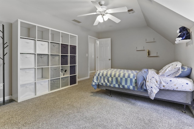 8855 Hickory Ln, Newburgh, IN 47630 - bedroom with carpet flooring, ceiling fan, and vaulted ceiling