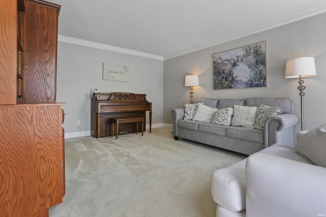 8855 Hickory Ln, Newburgh, IN 47630 - carpeted living room featuring crown molding and baseboards