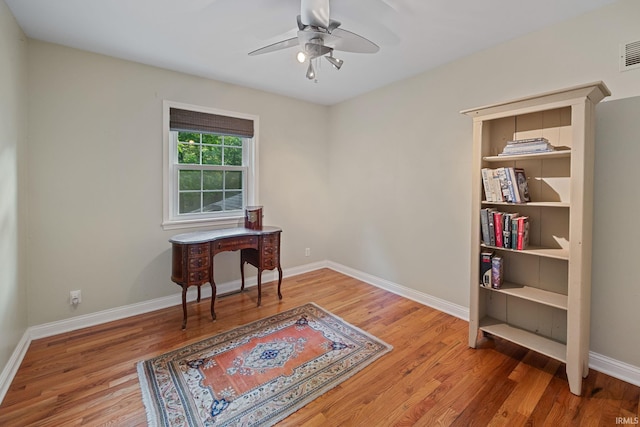 3726 Capilano Dr, West Lafayette, IN 47906 - home office with a ceiling fan and wood finished floors