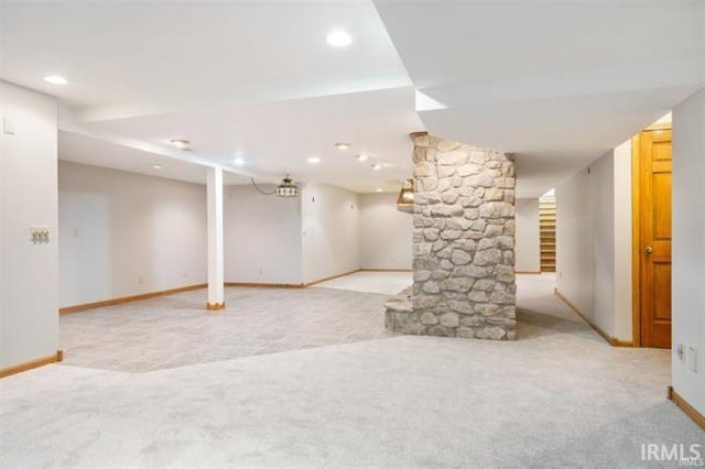 7030 Windshire Dr, Fort Wayne, IN 46814 - finished below grade area with carpet flooring and recessed lighting