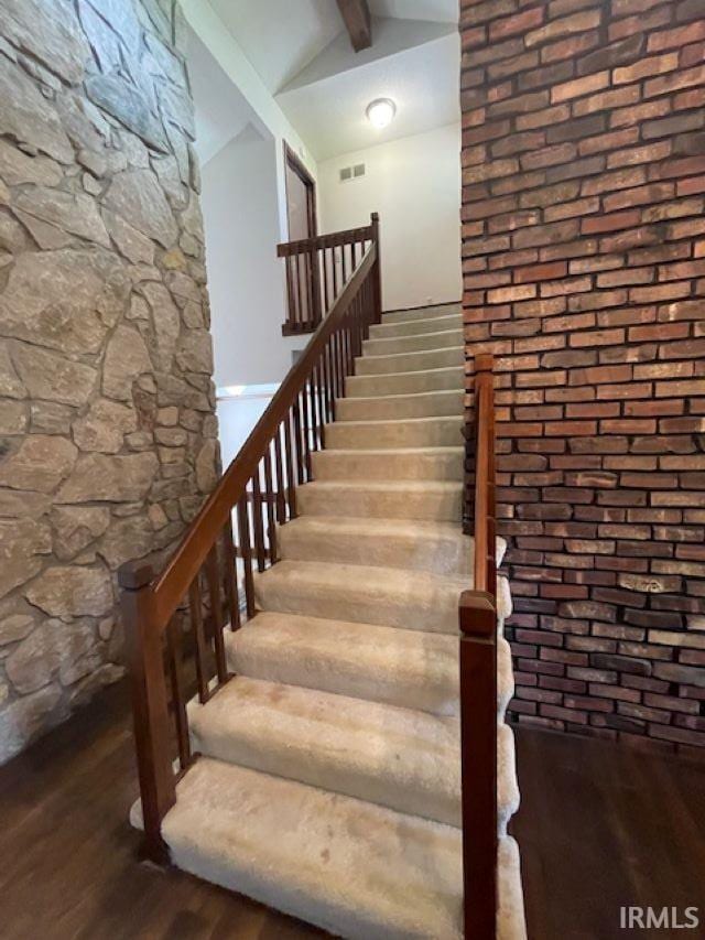 7030 Windshire Dr, Fort Wayne, IN 46814 - stairway featuring wood finished floors