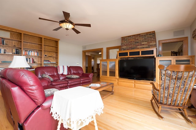 209 S 2nd St, Rockport, IN 47635 - living room with a ceiling fan and wood finished floors