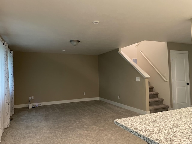 305 Hill Top Ct, New Carlisle, IN 46552 - unfurnished living room with carpet and stairway
