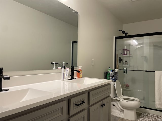 305 Hill Top Ct, New Carlisle, IN 46552 - full bath with a stall shower, double vanity, and tile patterned flooring