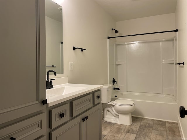 305 Hill Top Ct, New Carlisle, IN 46552 - full bathroom featuring vanity, bathing tub / shower combination, and wood finished floors