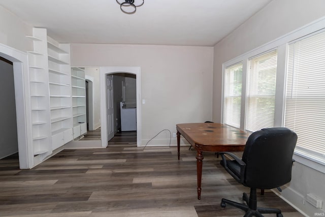 1722 Nash St, South Bend, IN 46613 - dining area featuring arched walkways and wood finished floors