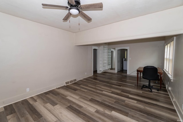 1722 Nash St, South Bend, IN 46613 - unfurnished office featuring wood finished floors, arched walkways, and a ceiling fan