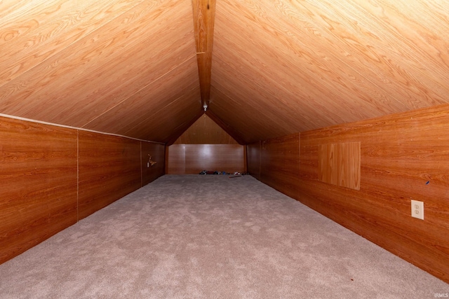1722 Nash St, South Bend, IN 46613 - additional living space with wood walls, lofted ceiling, and carpet flooring