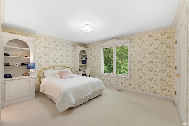 12217 Bay Heights Blvd, Grabill, IN 46741 - bedroom featuring wallpapered walls and light colored carpet