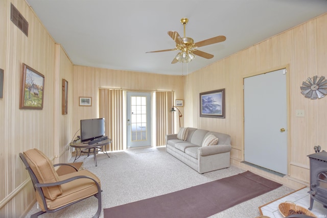 2885 E Bradford Ct, Monon, IN 47959 - carpeted living room featuring ceiling fan