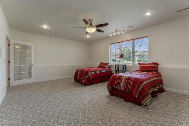 6615 Leeway Dr, South Bend, IN 46628 - bedroom with carpet flooring, a ceiling fan, and recessed lighting