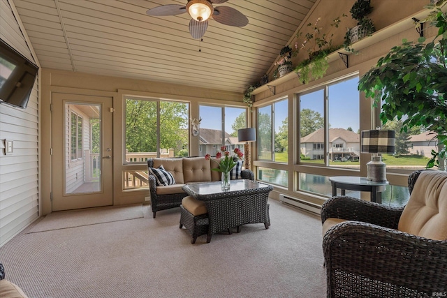 6615 Leeway Dr, South Bend, IN 46628 - sunroom / solarium with healthy amount of natural light, lofted ceiling, carpet floors, and wood ceiling