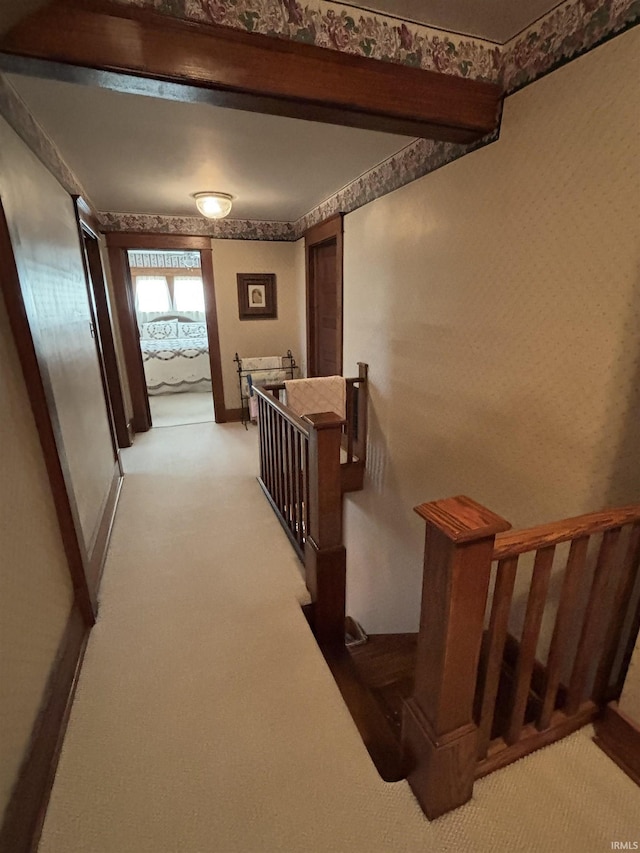 7614 N 100 W Rd, Uniondale, IN 46791 - hall featuring an upstairs landing and light colored carpet