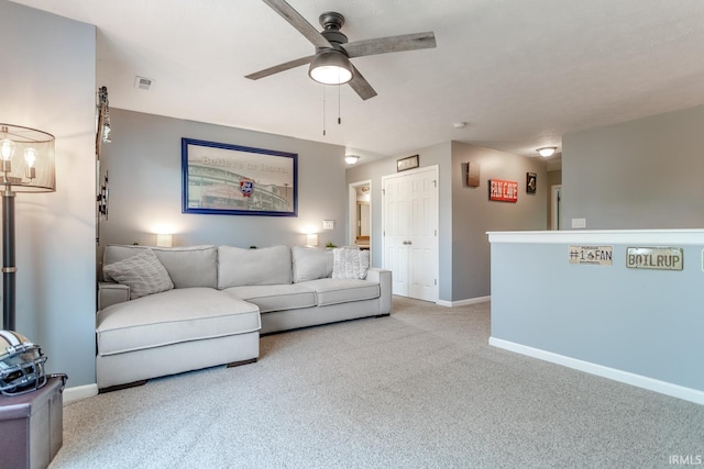 297 Indigo St, Lafayette, IN 47909 - carpeted living area featuring a ceiling fan and baseboards