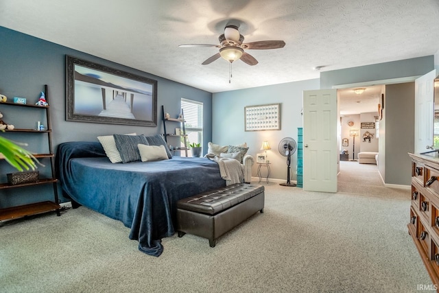 297 Indigo St, Lafayette, IN 47909 - bedroom featuring carpet flooring, a textured ceiling, and a ceiling fan