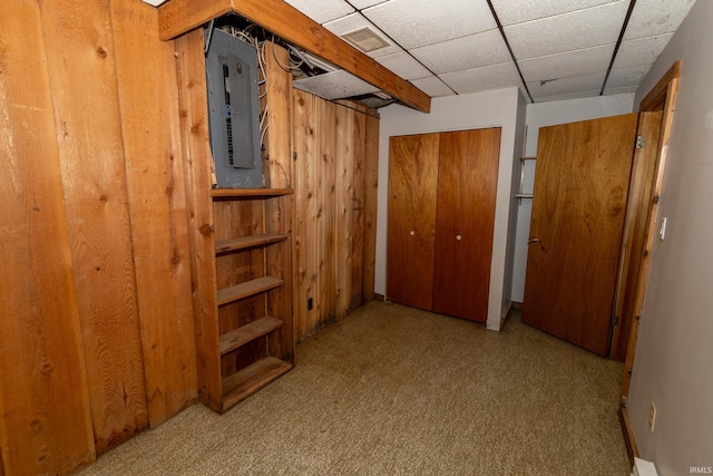 18655 Cleveland Rd, South Bend, IN 46637 - finished below grade area featuring electric panel and a drop ceiling