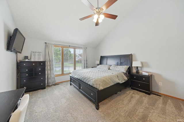 14628 Firethorne Path, Fort Wayne, IN 46814 - bedroom featuring light carpet, a ceiling fan, and high vaulted ceiling