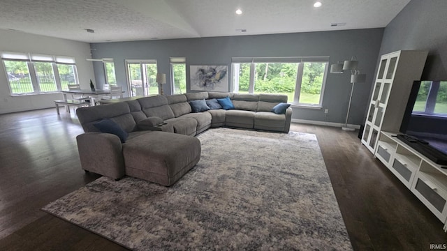 1014 Happy Hollow Rd, West Lafayette, IN 47906 - living room featuring wood finished floors, recessed lighting, and a textured ceiling