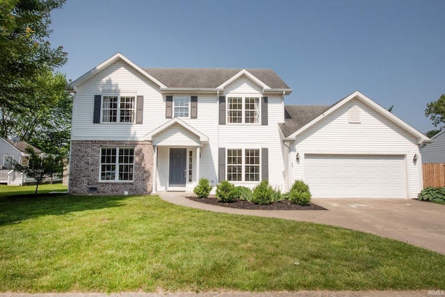 1914 Bayberry Ln, West Lafayette, IN 47906 - view of front of property featuring a garage, driveway, a front yard, brick siding, and a shingled roof