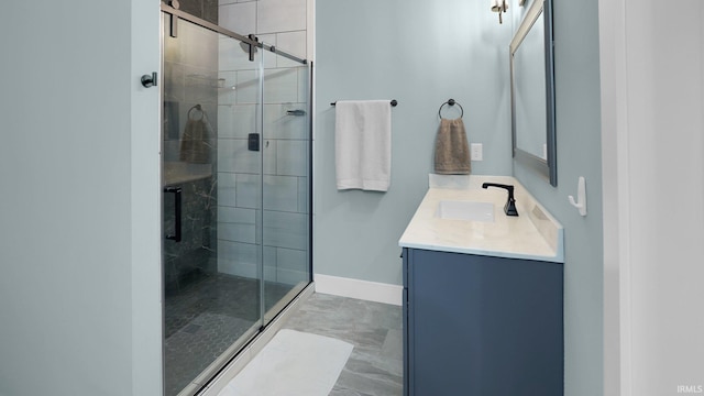 420 Catherwood Dr Unit 3, West Lafayette, IN 47906 - bathroom with vanity, a shower stall, and marble finish floors
