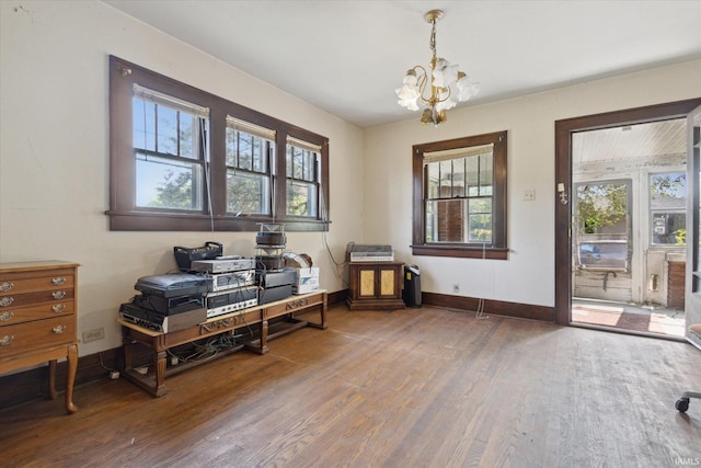 317 N Sunnyside Ave, South Bend, IN 46617 - home office featuring wood finished floors, plenty of natural light, and a chandelier