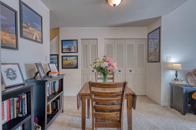 5813 Polo Run, Evansville, IN 47715 - dining room featuring light colored carpet and a textured ceiling