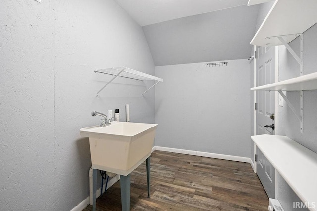 2222 S Indiana Ave, Kokomo, IN 46902 - laundry area featuring wood finished floors and baseboards