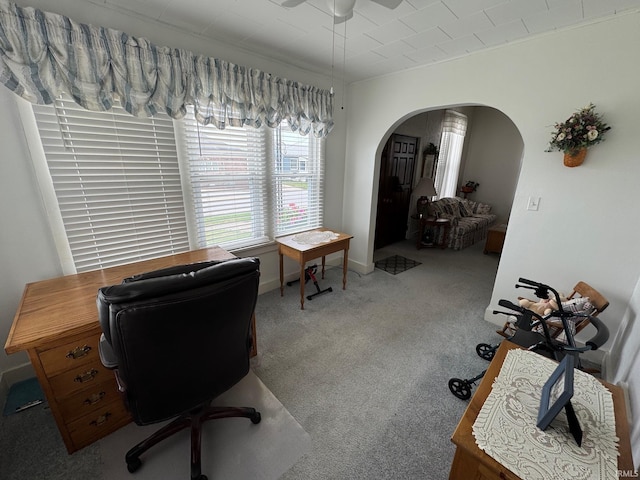 306 W Rochester St, Akron, IN 46910 - office space with arched walkways, a ceiling fan, and carpet