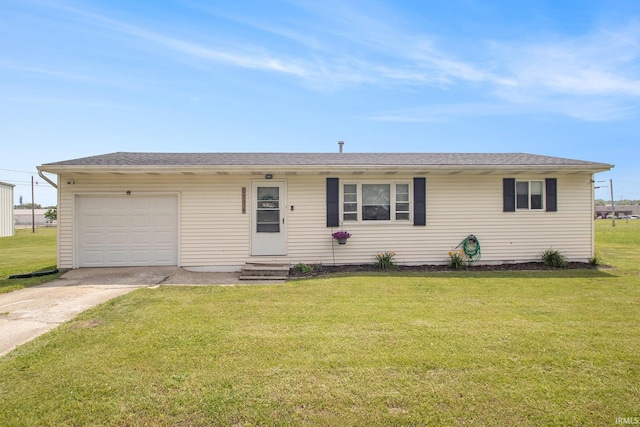 2734 Hawthorne St, Elkhart, IN 46517 - ranch-style home with concrete driveway, an attached garage, and a front yard