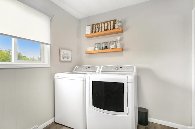 2734 Hawthorne St, Elkhart, IN 46517 - washroom with washer and dryer and wood finished floors