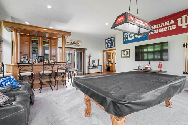 4416 Lakeshore Dr, Kokomo, IN 46902 - rec room featuring billiards table, recessed lighting, and carpet flooring
