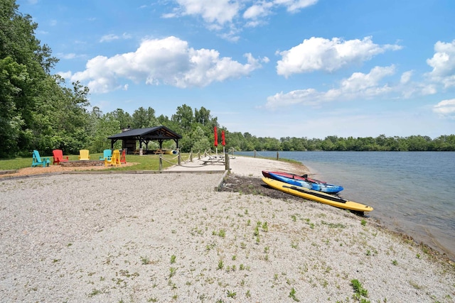 4416 Lakeshore Dr, Kokomo, IN 46902 - view of jungle gym featuring a gazebo and a water view