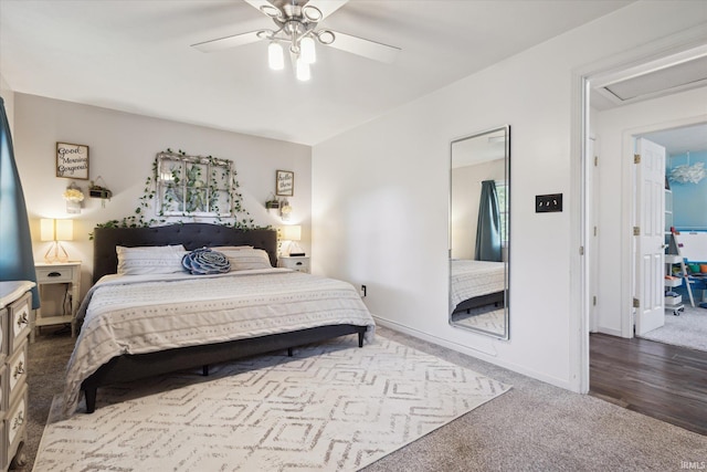 439E 17th St, Mishawaka, IN 46544 - carpeted bedroom featuring a ceiling fan and baseboards